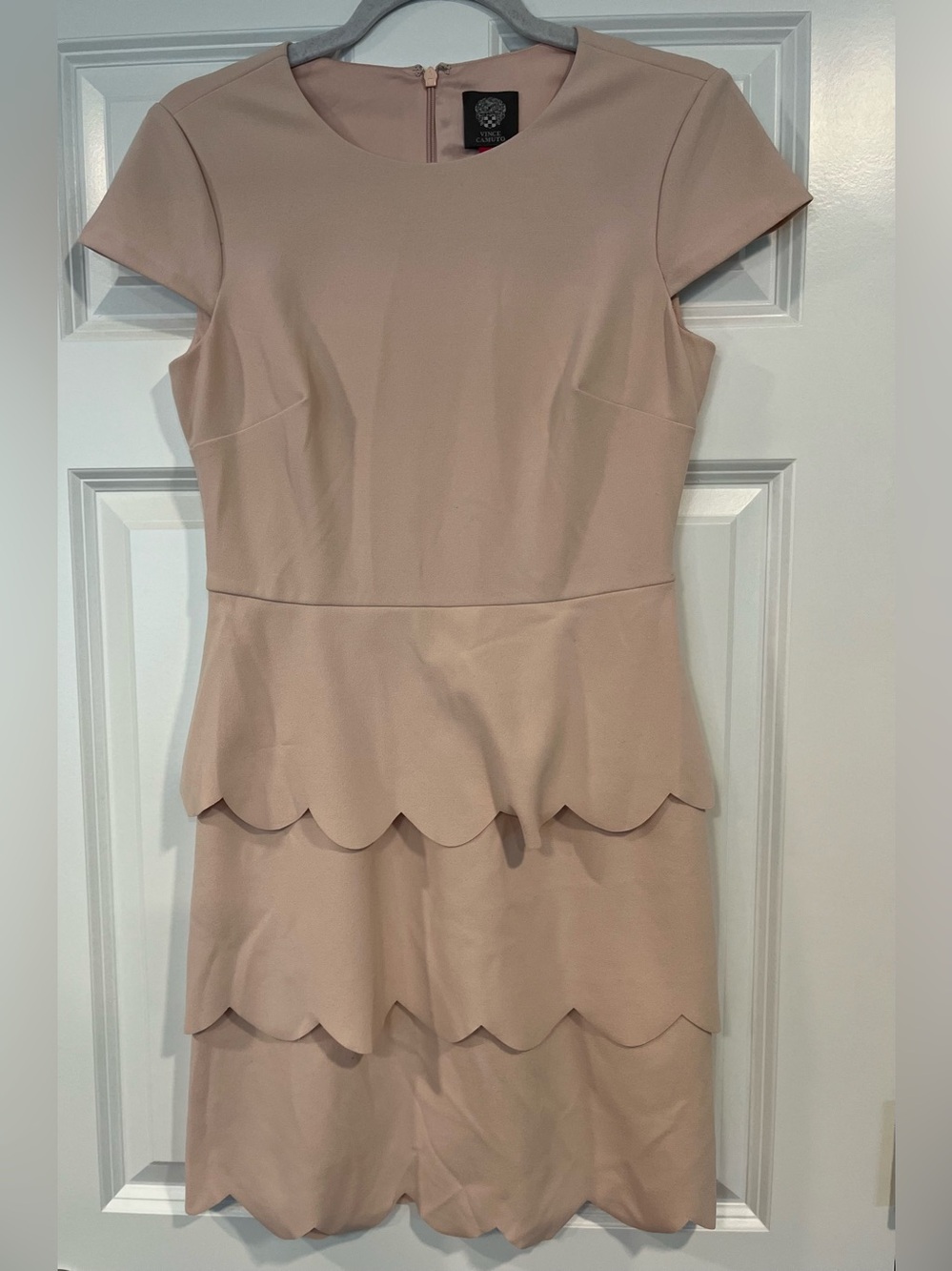 Women’s Blush Pink Scallop Tiered Dress